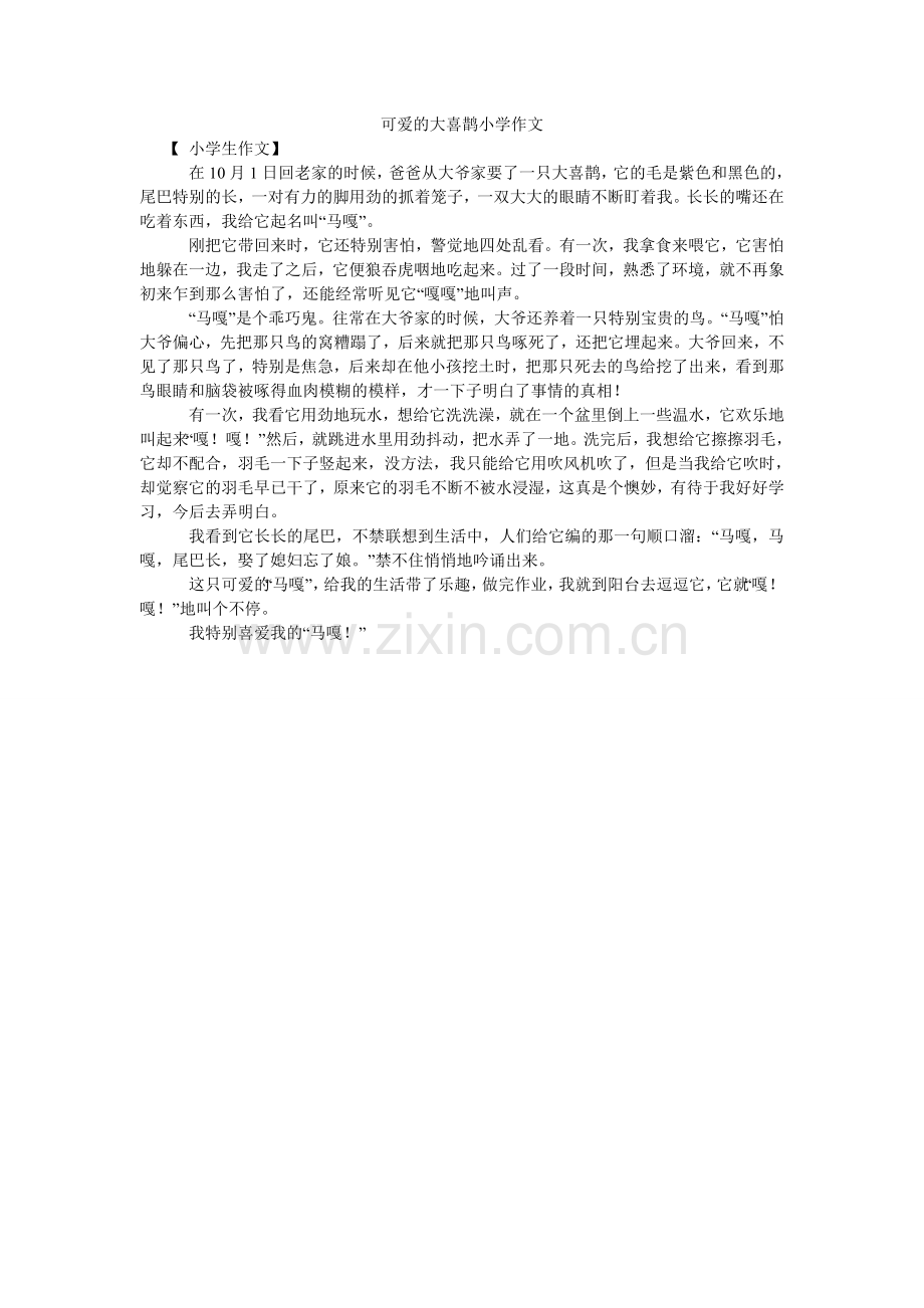 可爱的大喜鹊小学作文.doc_第1页