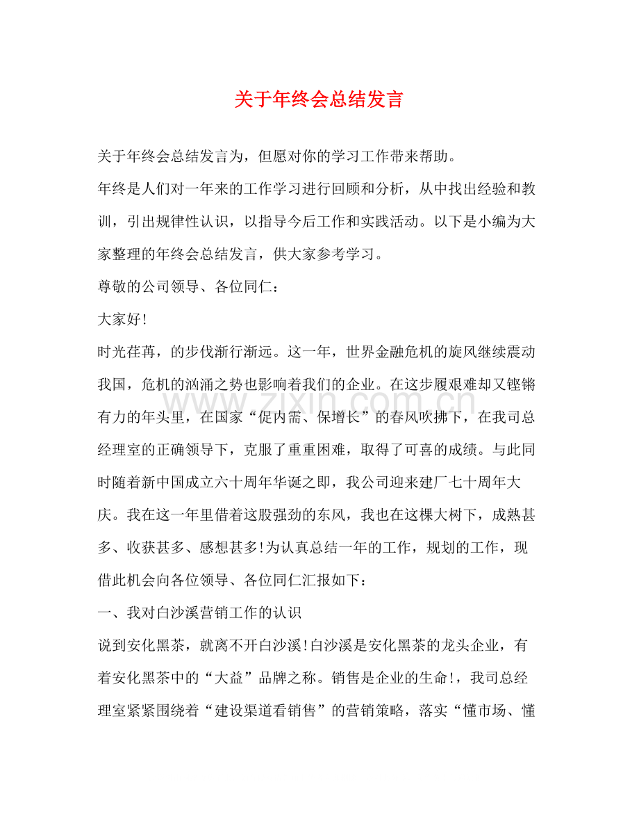 关于年终会总结发言.docx_第1页