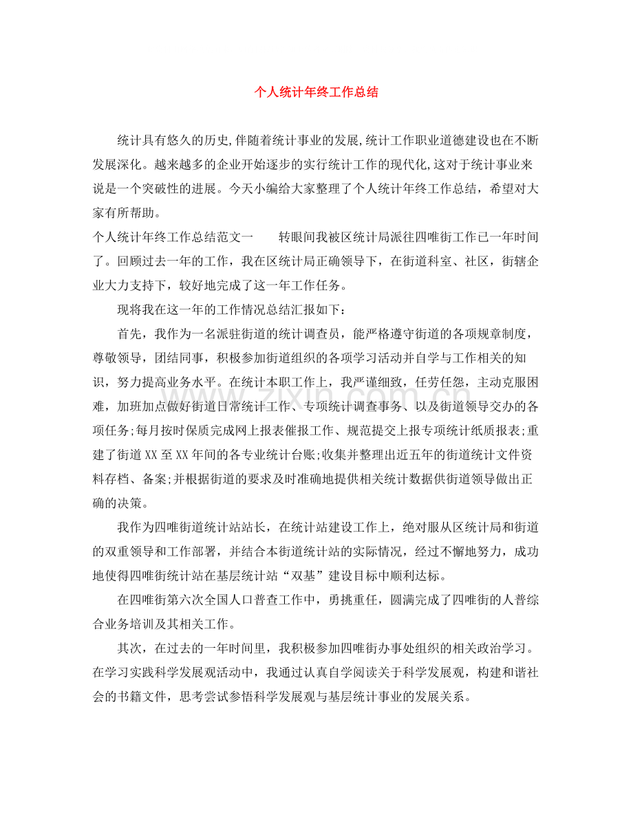 个人统计年终工作总结.docx_第1页