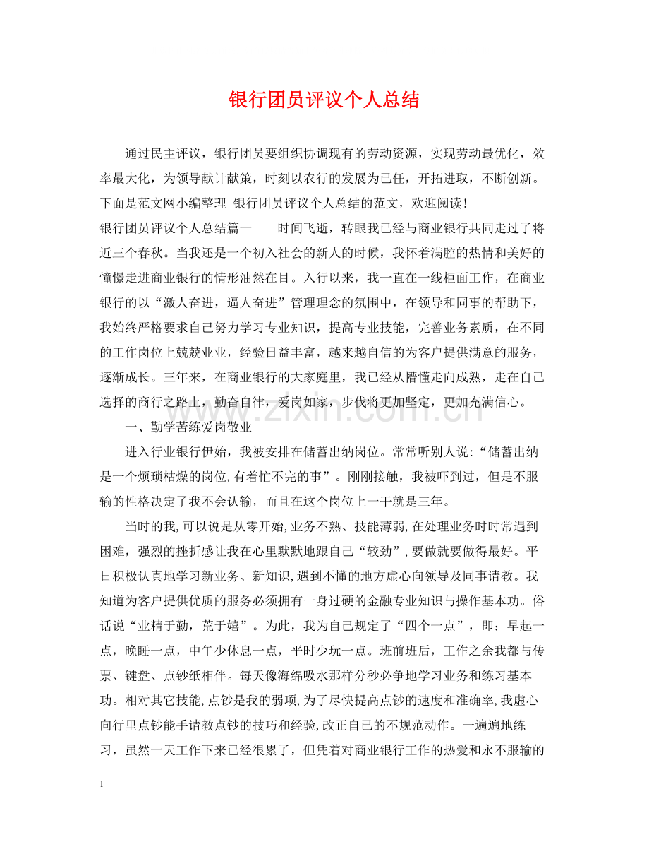 银行团员评议个人总结.docx_第1页