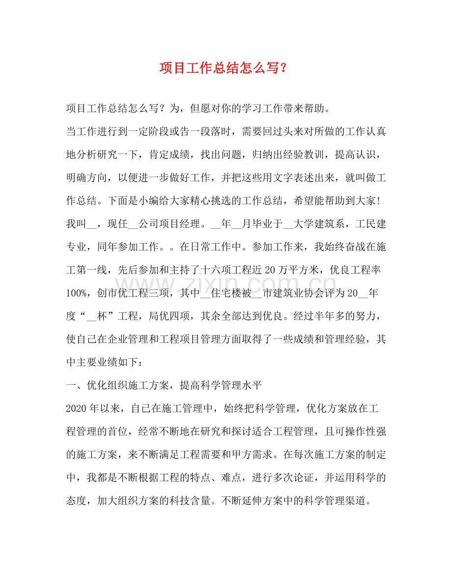 项目工作总结怎么写？.docx_第1页