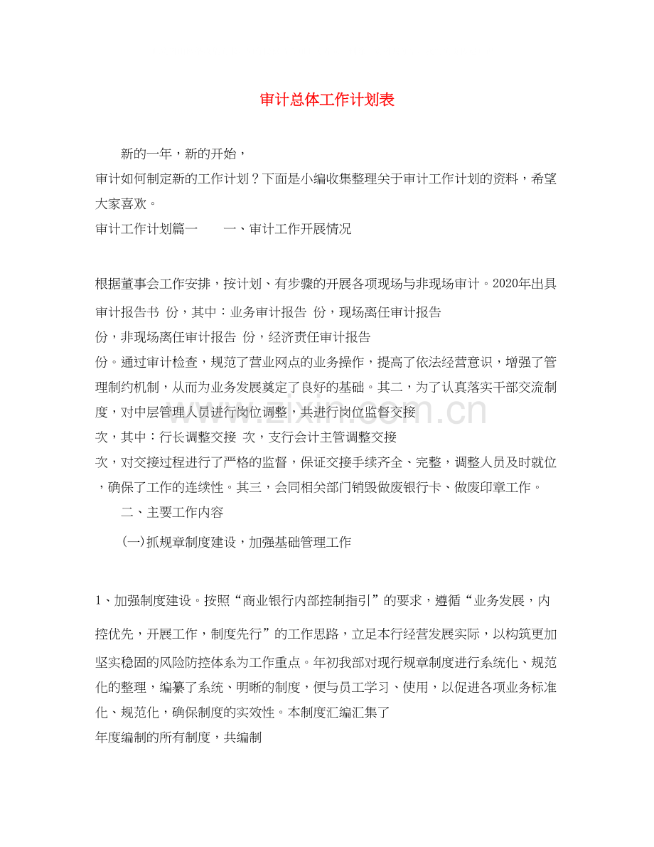 审计总体工作计划表.docx_第1页