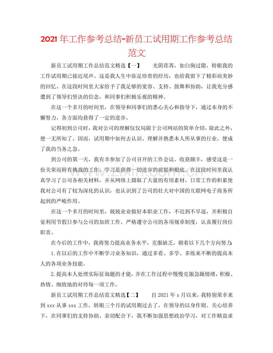 2024年工作参考总结-新员工试用期工作参考总结范文.doc_第1页
