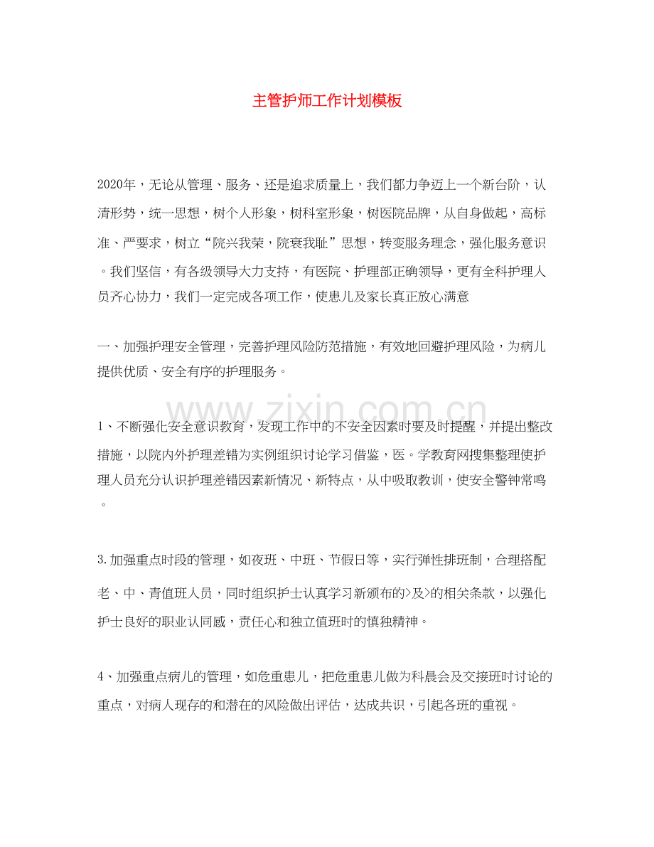 主管护师工作计划模板.docx_第1页