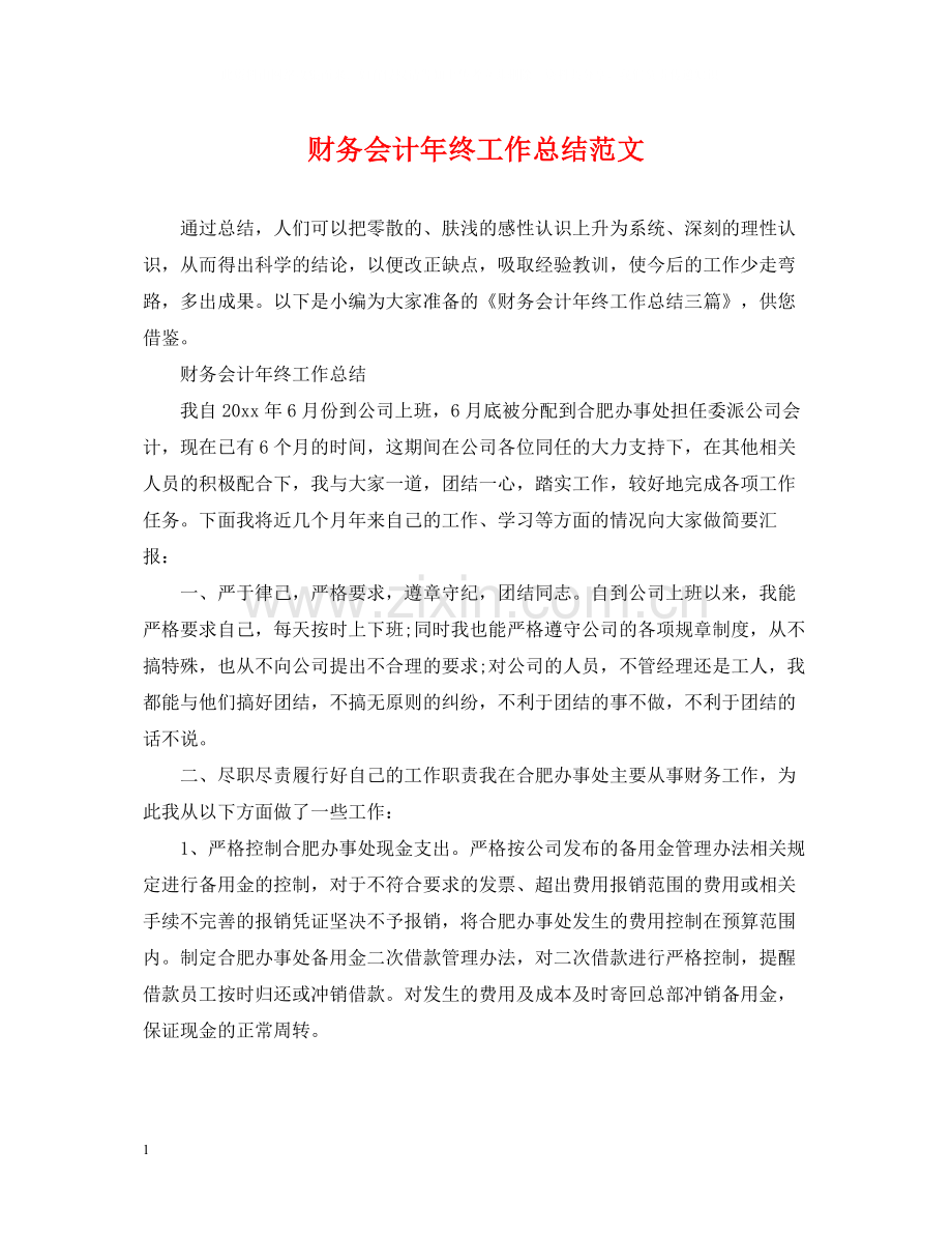 财务会计年终工作总结范文2.docx_第1页