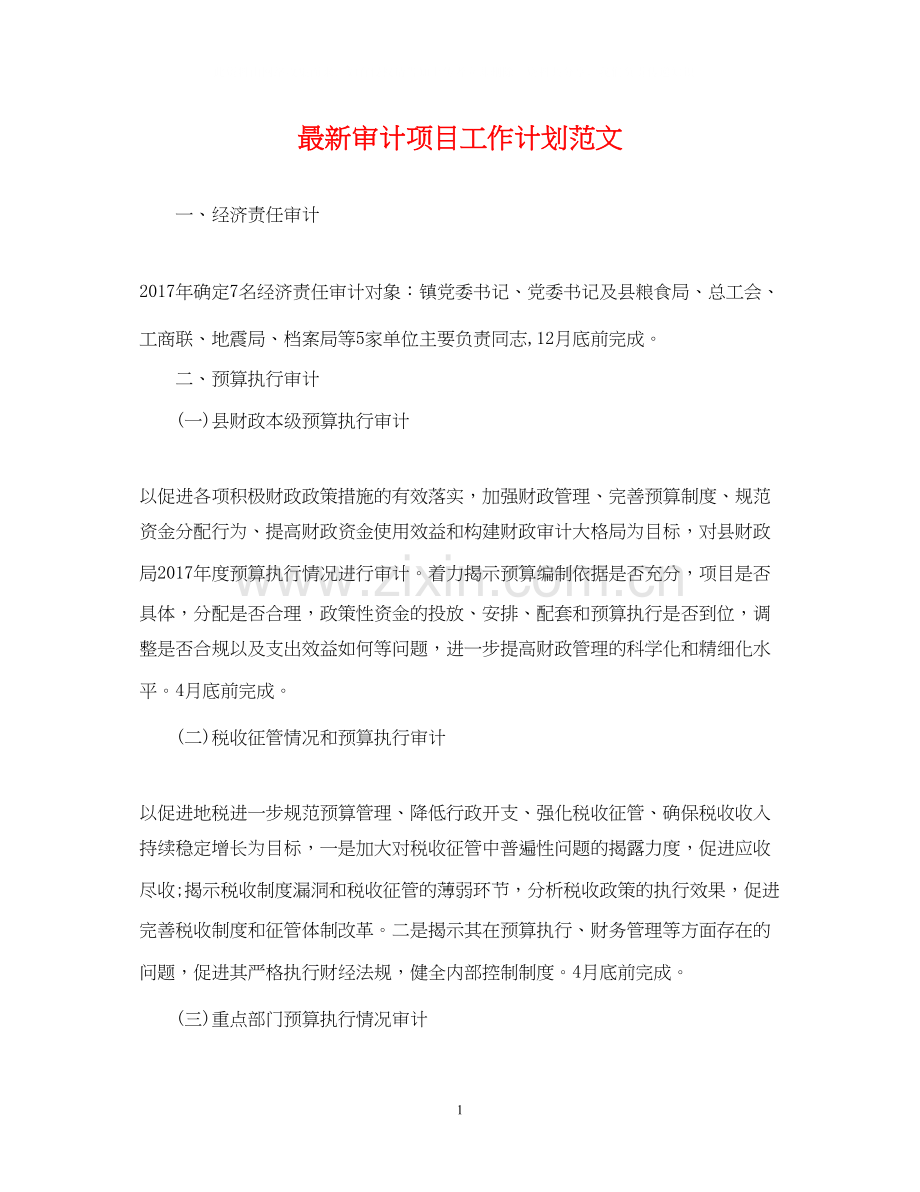 审计项目工作计划范文.docx_第1页