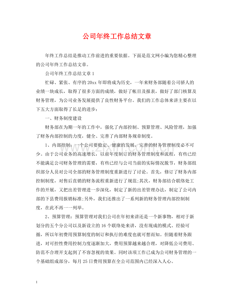 公司年终工作总结文章.docx_第1页