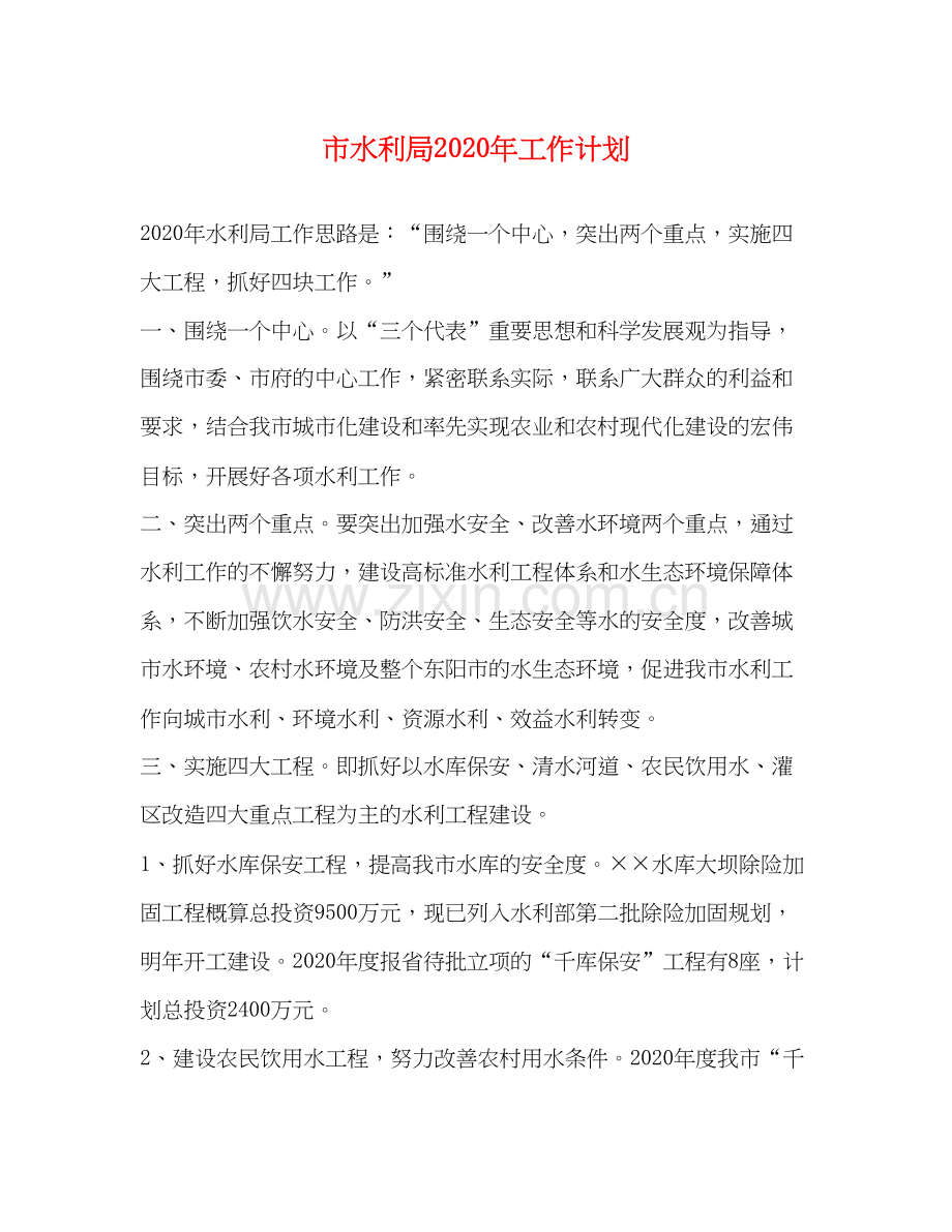 市水利局年工作计划.docx_第1页