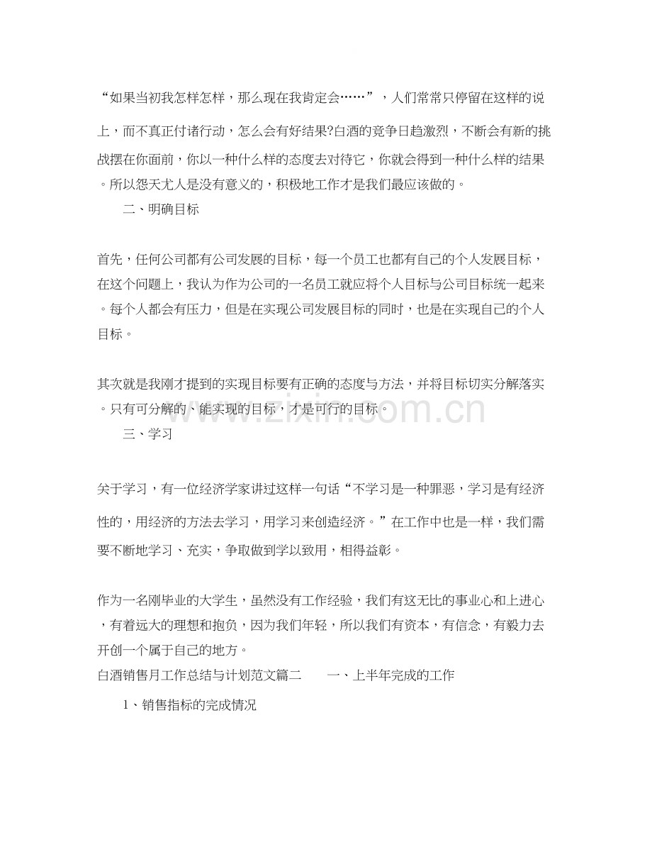 白酒销售月工作总结与计划范文.docx_第2页