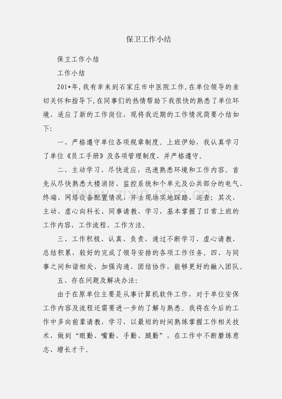 保卫工作小结.docx_第1页