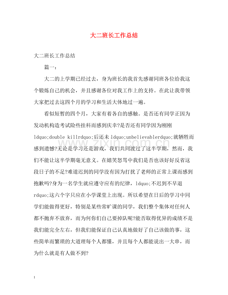 大二班长工作总结.docx_第1页