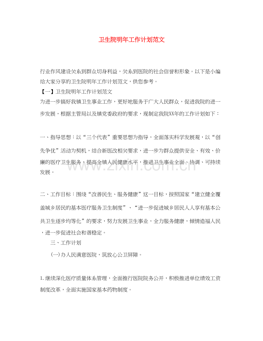 卫生院明年工作计划范文.docx_第1页