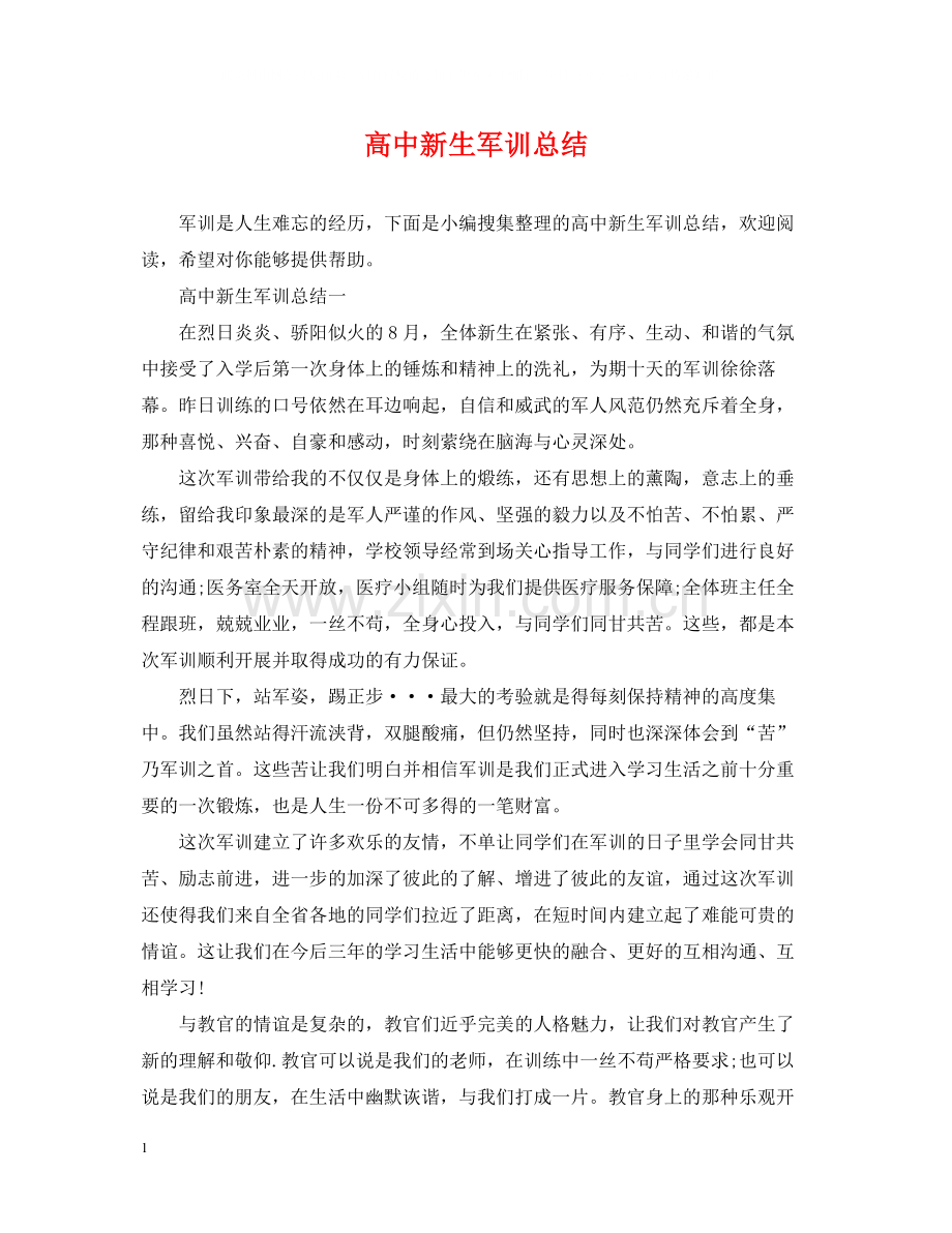 高中新生军训总结.docx_第1页