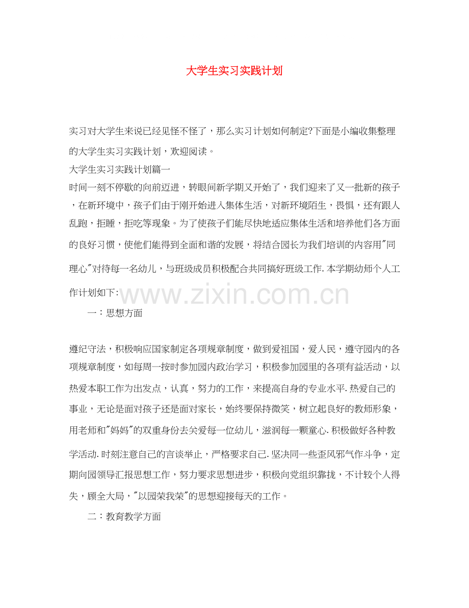大学生实习实践计划.docx_第1页