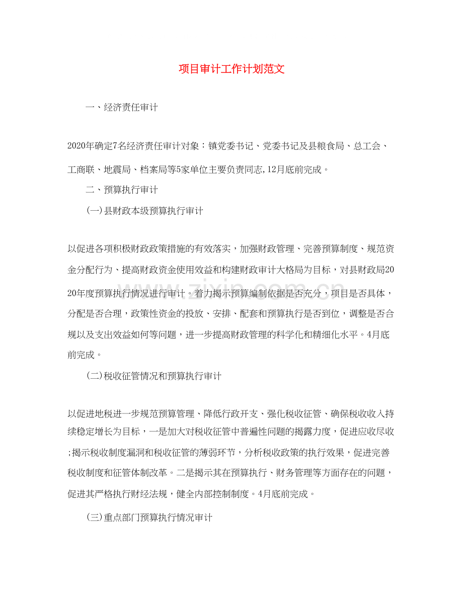 项目审计工作计划范文.docx_第1页