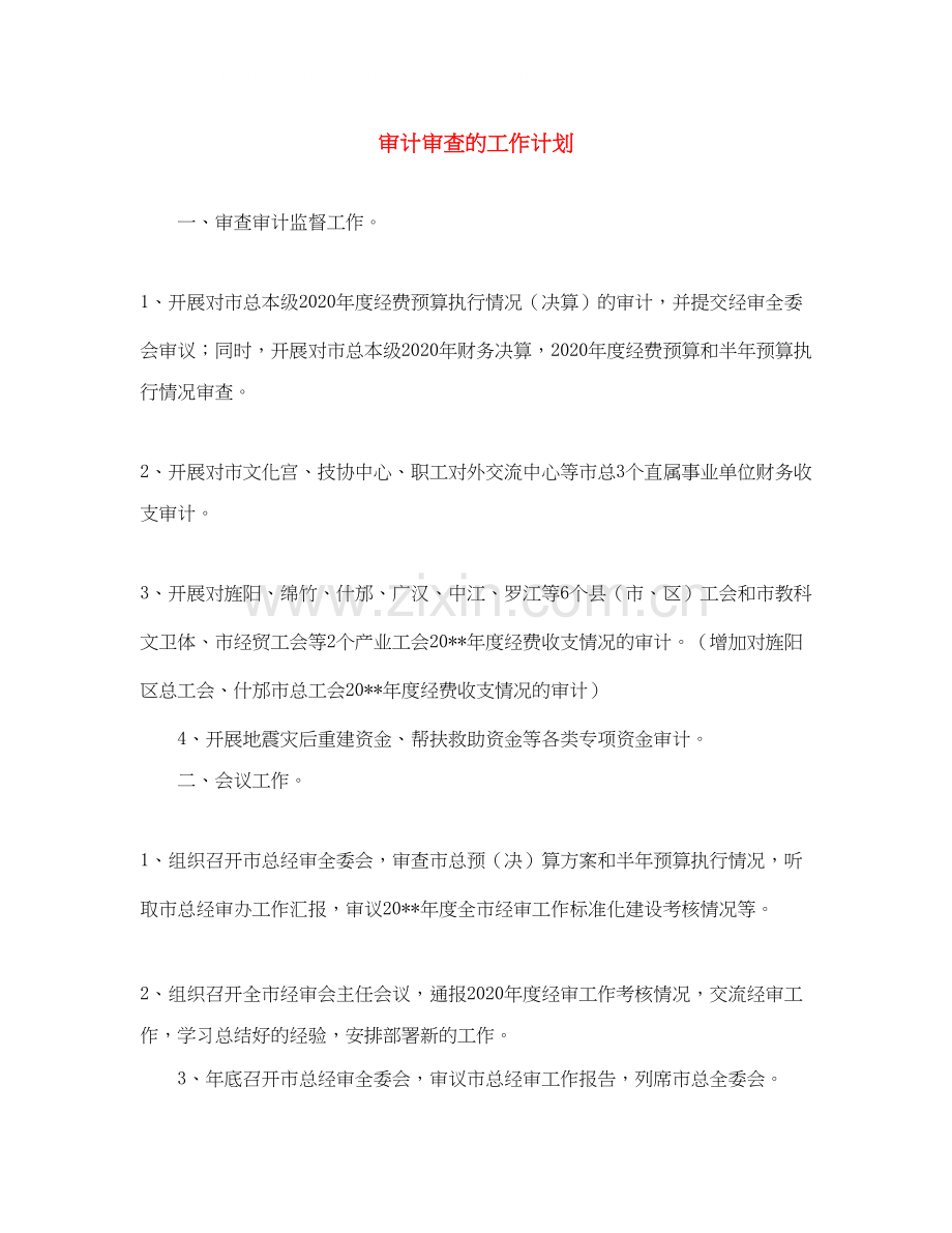 审计审查的工作计划.docx_第1页