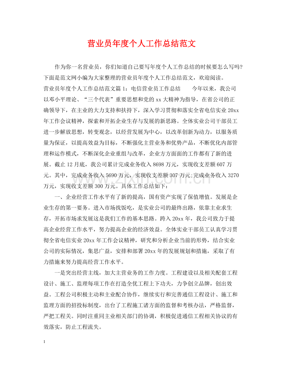 营业员年度个人工作总结范文2.docx_第1页