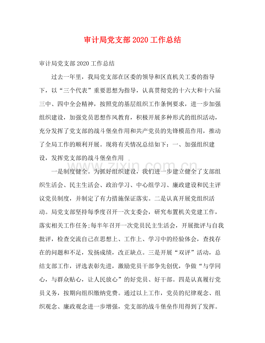 审计局党支部工作总结.docx_第1页
