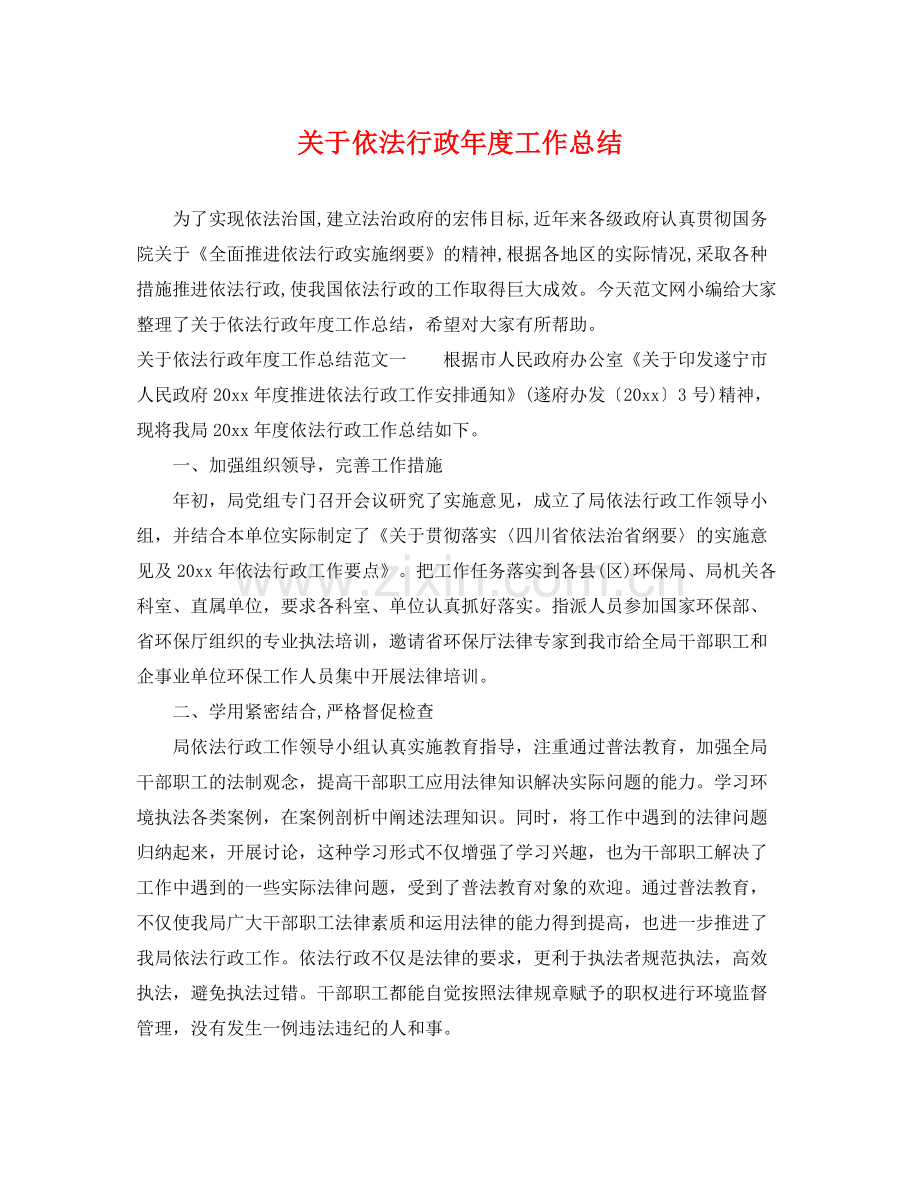 关于依法行政年度工作总结 .docx_第1页