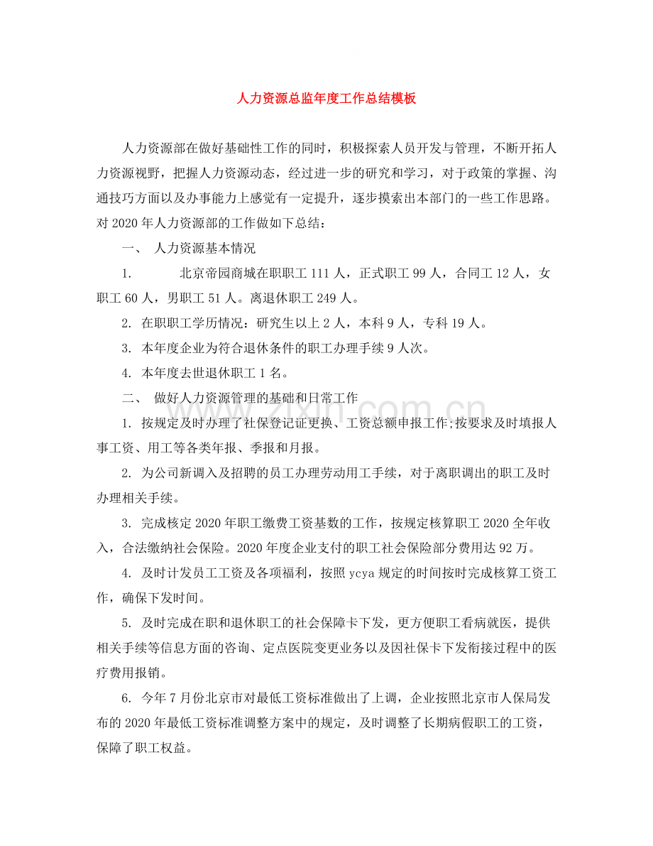 人力资源总监年度工作总结模板.docx_第1页