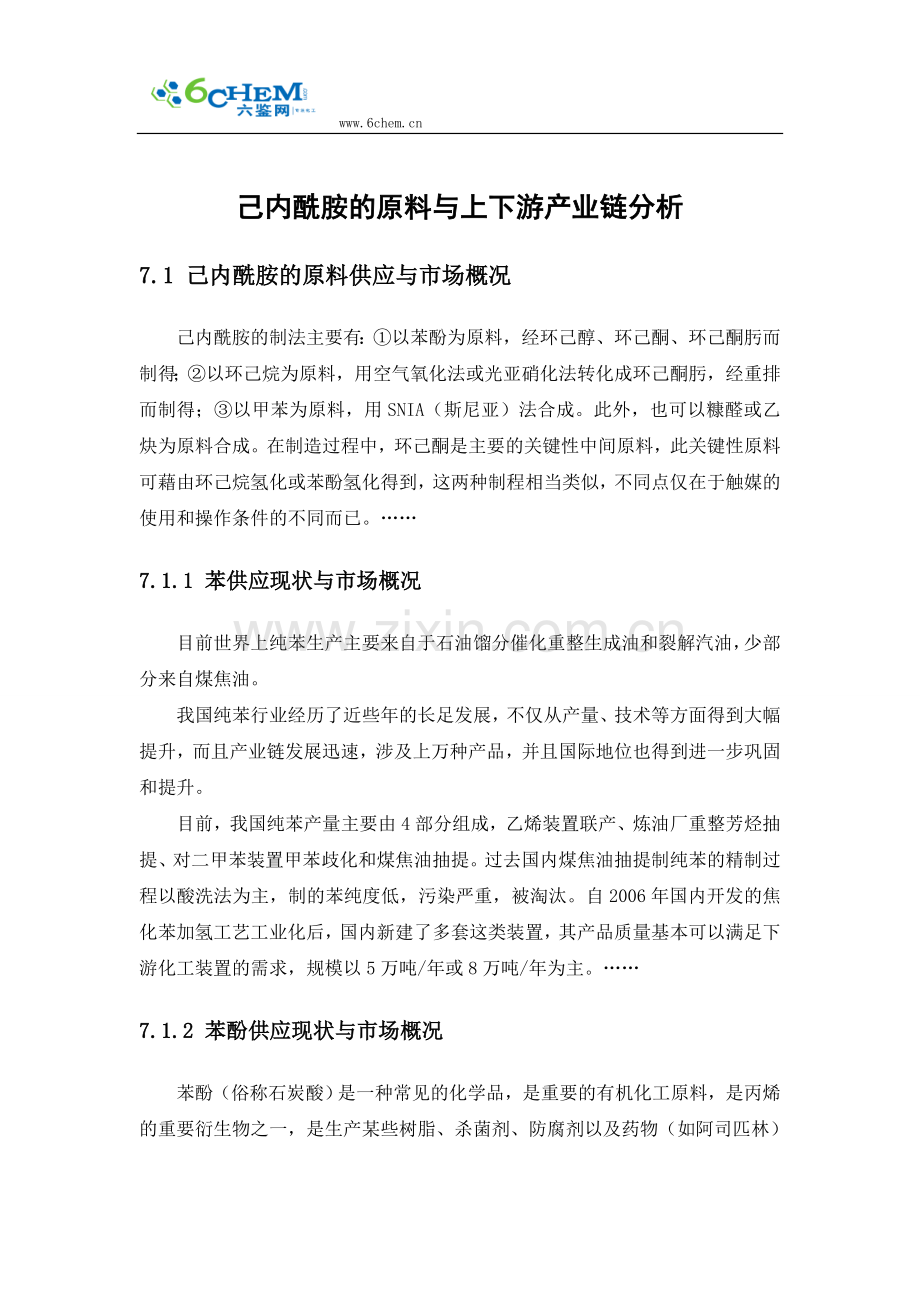 己内酰胺的原料与上下游产业链分析.doc_第1页