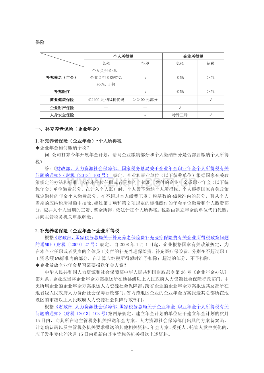 所得税汇算清缴-年金、补充医疗保险总结.doc_第1页