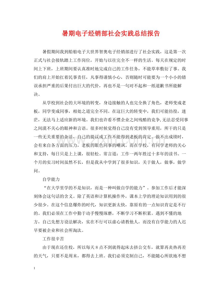 暑期电子经销部社会实践总结报告.docx_第1页