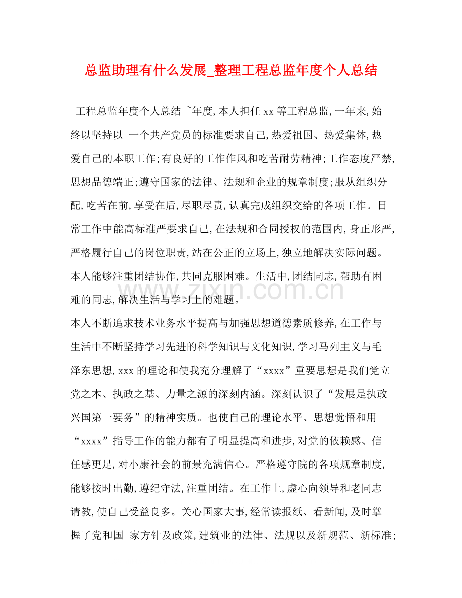总监助理有什么发展_整理工程总监年度个人总结.docx_第1页