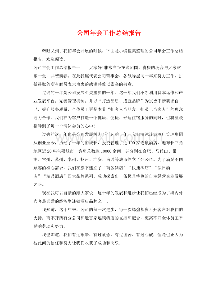 公司年会工作总结报告 .docx_第1页