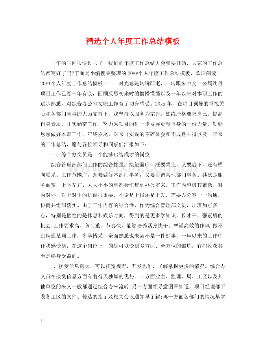 个人年度工作总结模板.docx_第1页