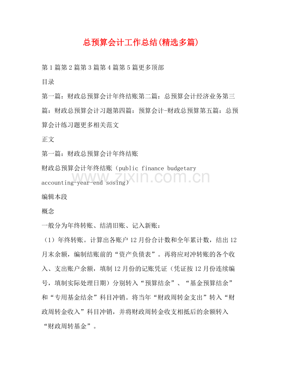 总预算会计工作总结多篇).docx_第1页