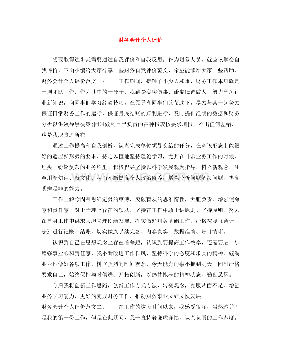 财务会计个人评价.docx_第1页