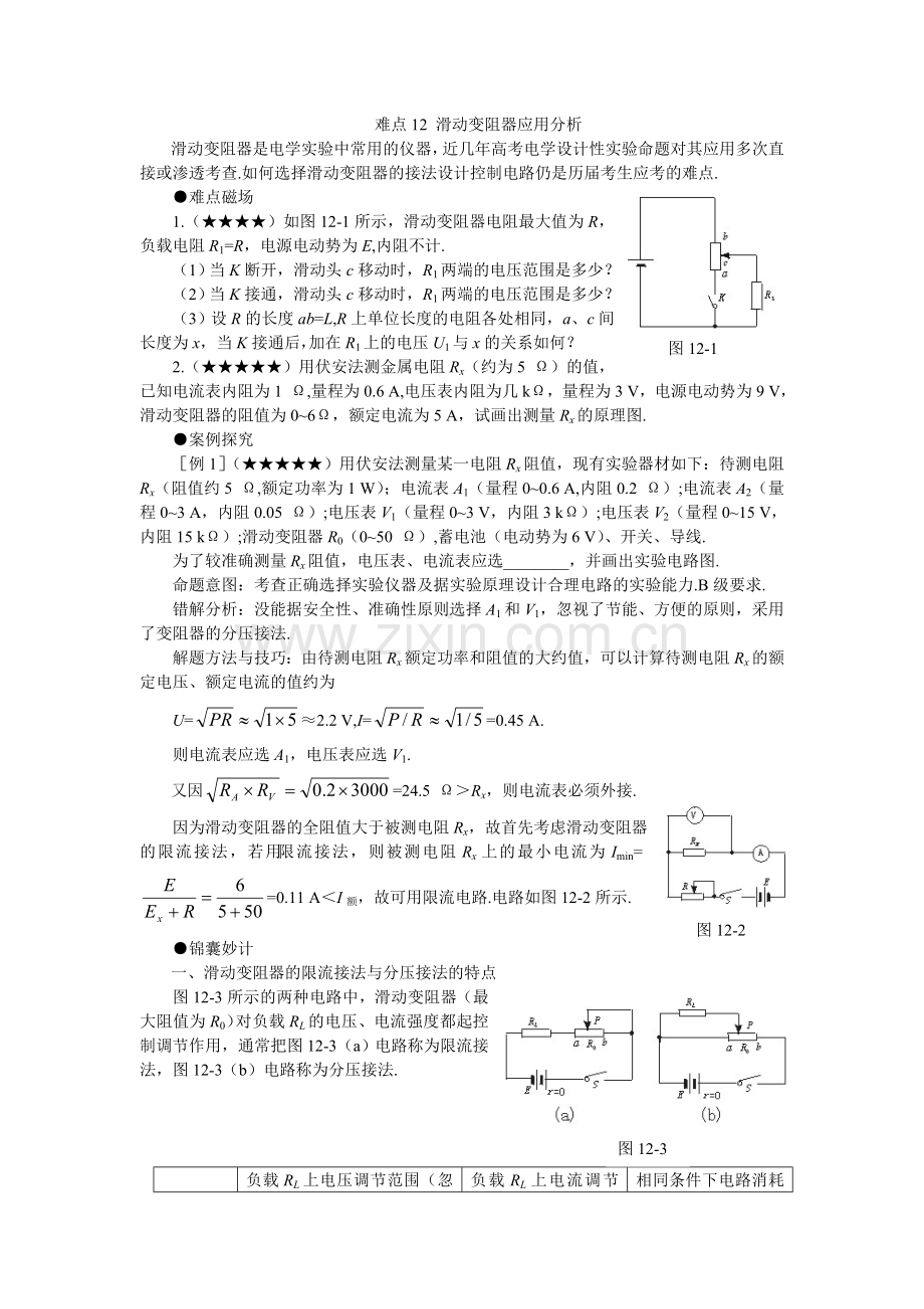 gkwlnd12 难点12 滑动变阻器应用分析.doc_第1页