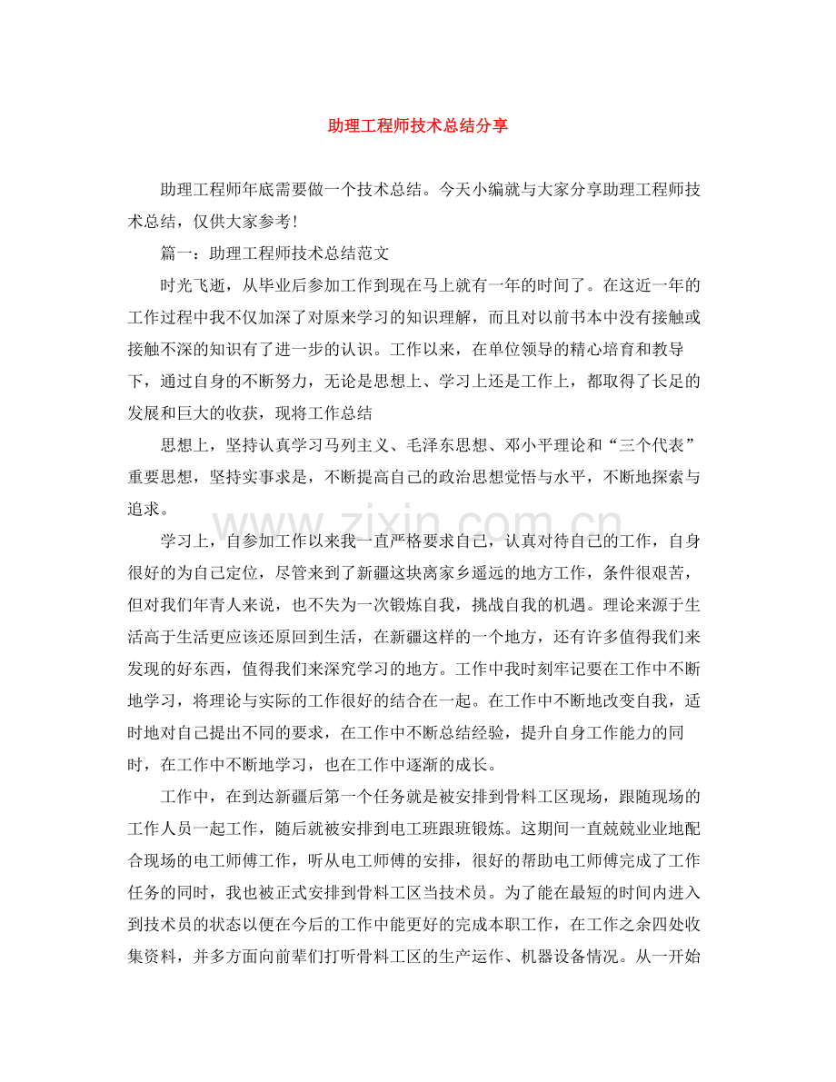 助理工程师技术总结分享.docx_第1页