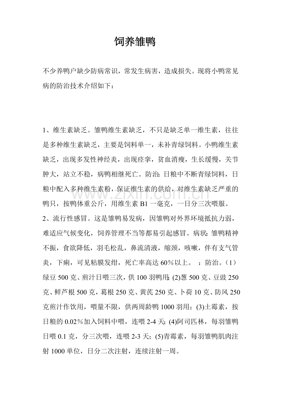 小鸭常见病的防治技术.doc_第1页