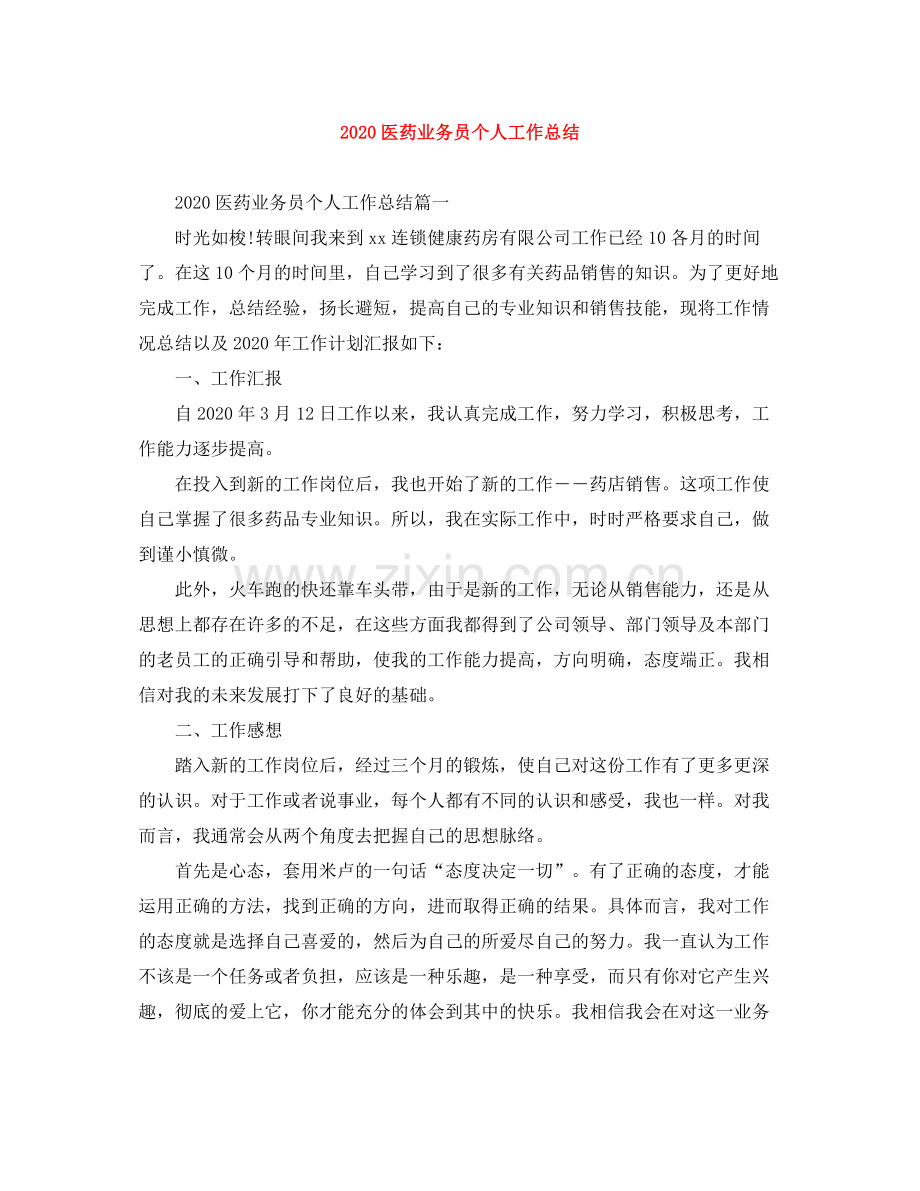 医药业务员个人工作总结.docx_第1页