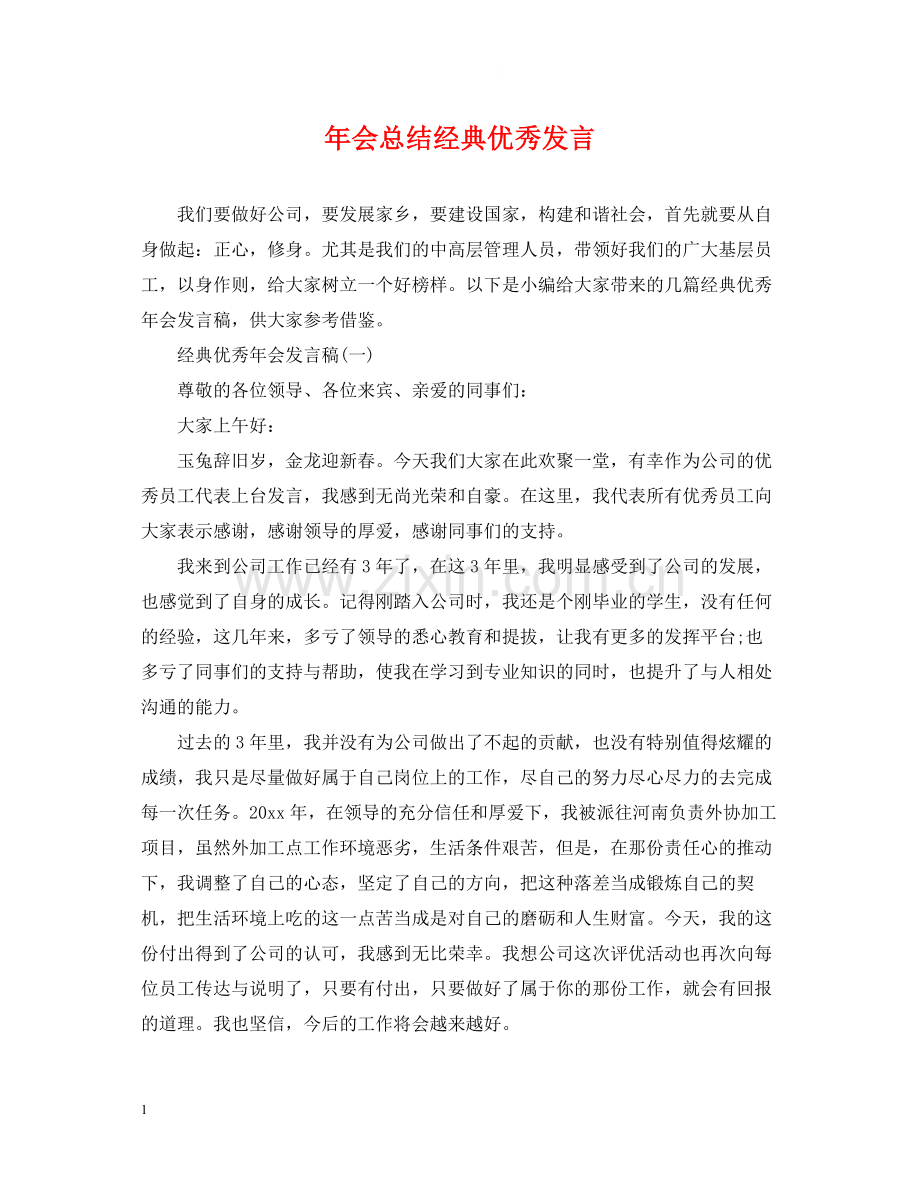 2020年会总结经典优秀发言.docx_第1页