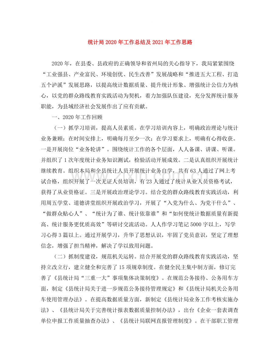 统计局年工作总结及年工作思路.docx_第1页