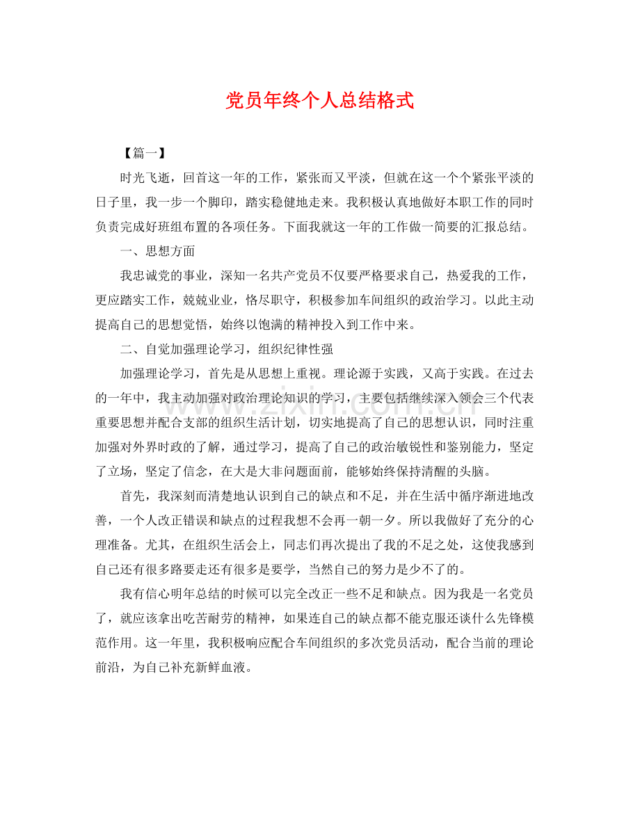 党员年终个人总结格式 .docx_第1页