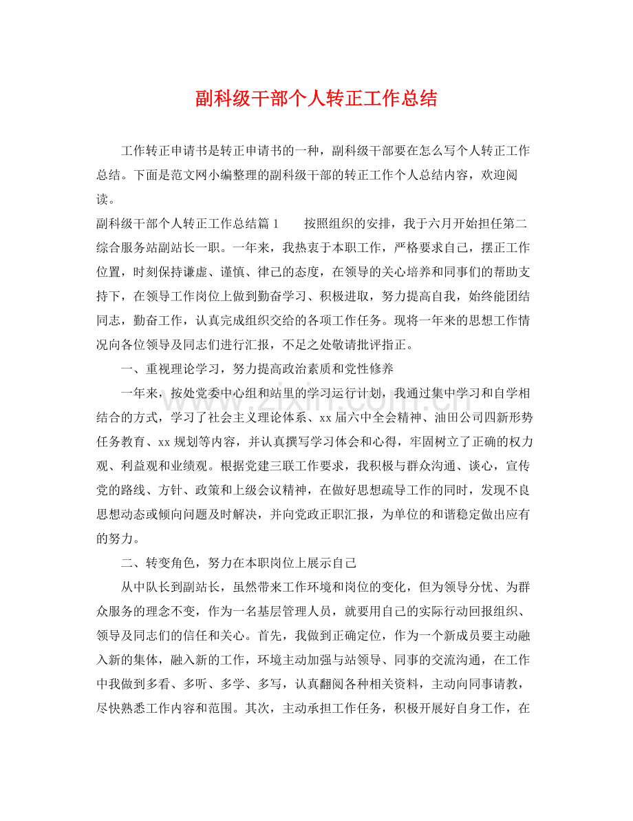 副科级干部个人转正工作总结 .docx_第1页