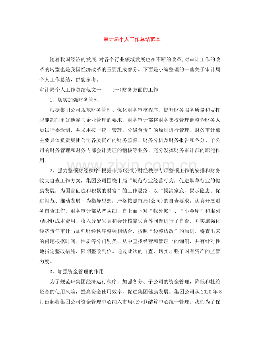 审计局个人工作总结范本.docx_第1页