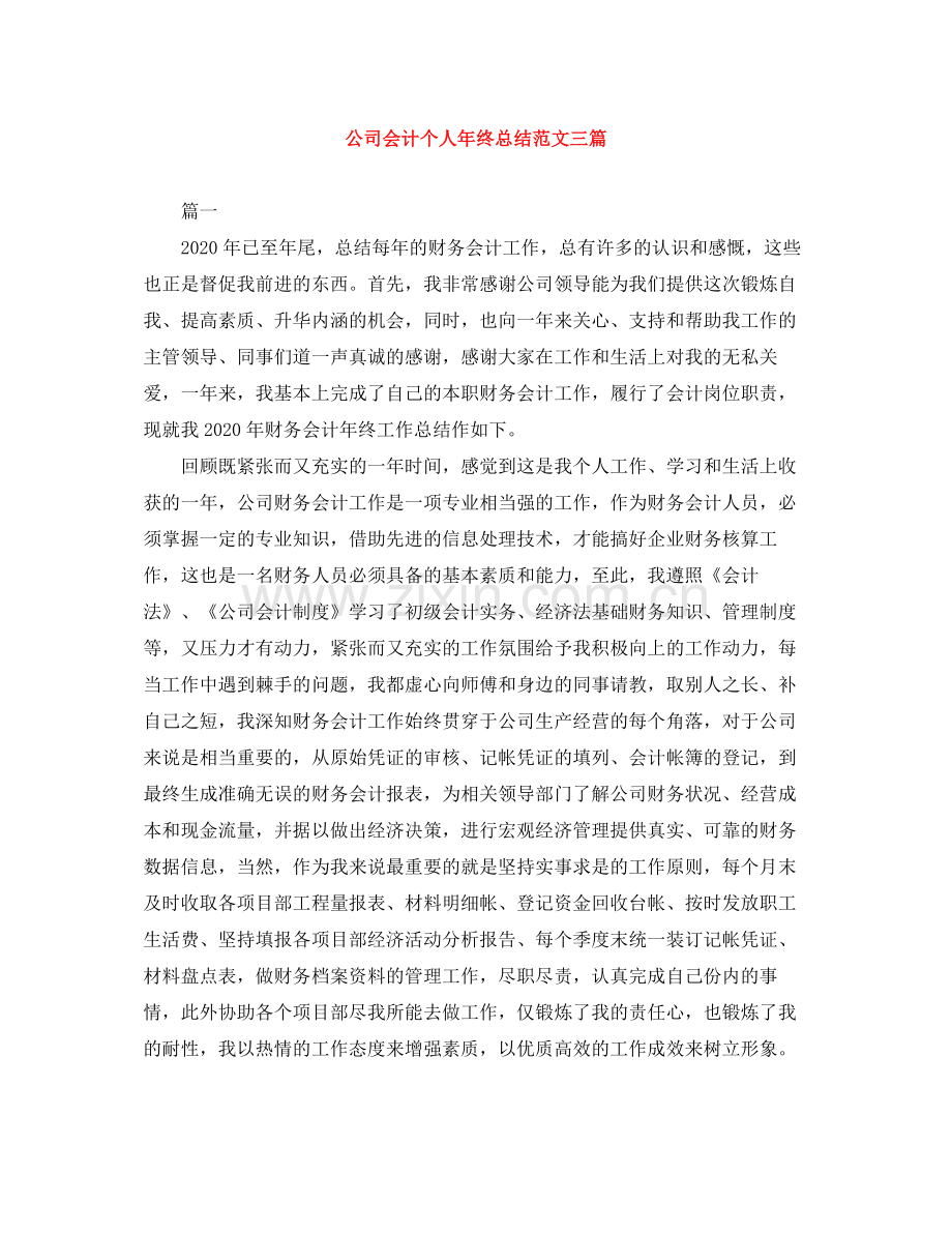公司会计个人年终总结范文三篇.docx_第1页