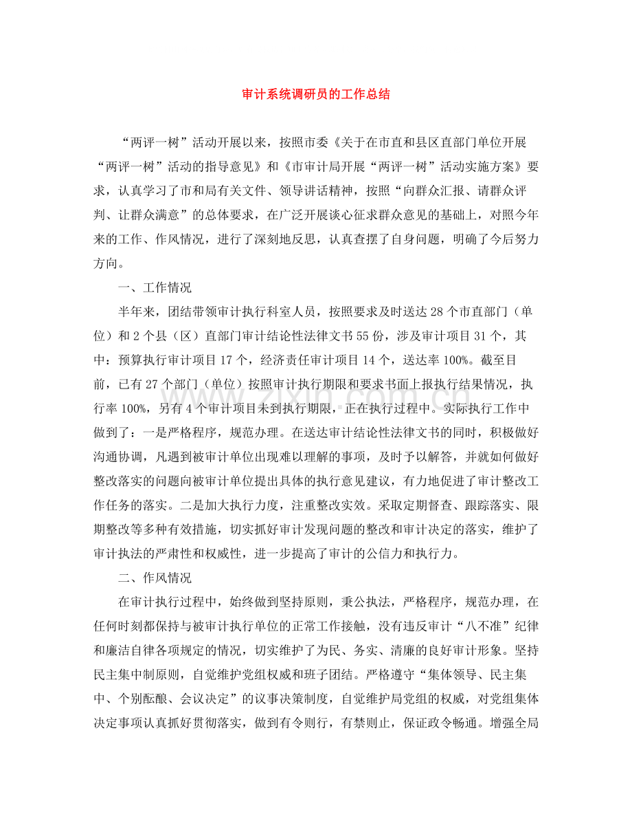 审计系统调研员的工作总结.docx_第1页
