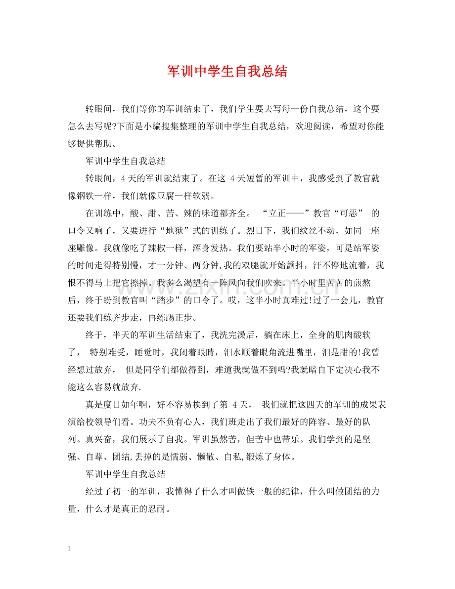 军训生自我总结.docx_第1页