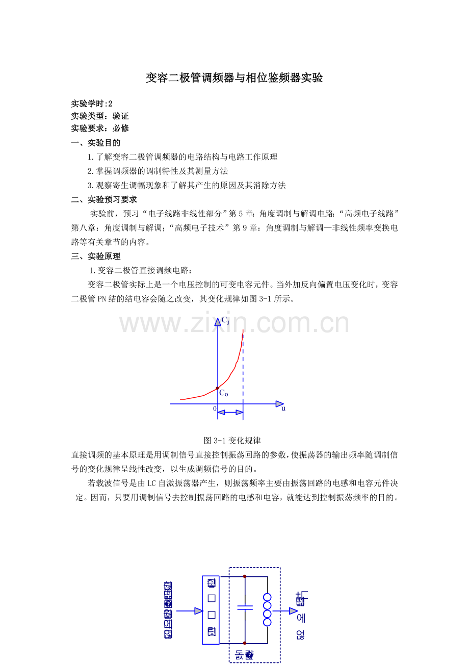 变容二极管调频器与相位鉴频器实验.doc_第1页
