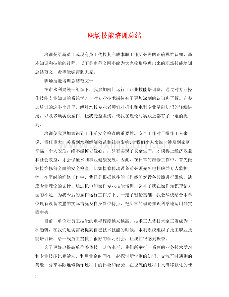 职场技能培训总结.docx_第1页
