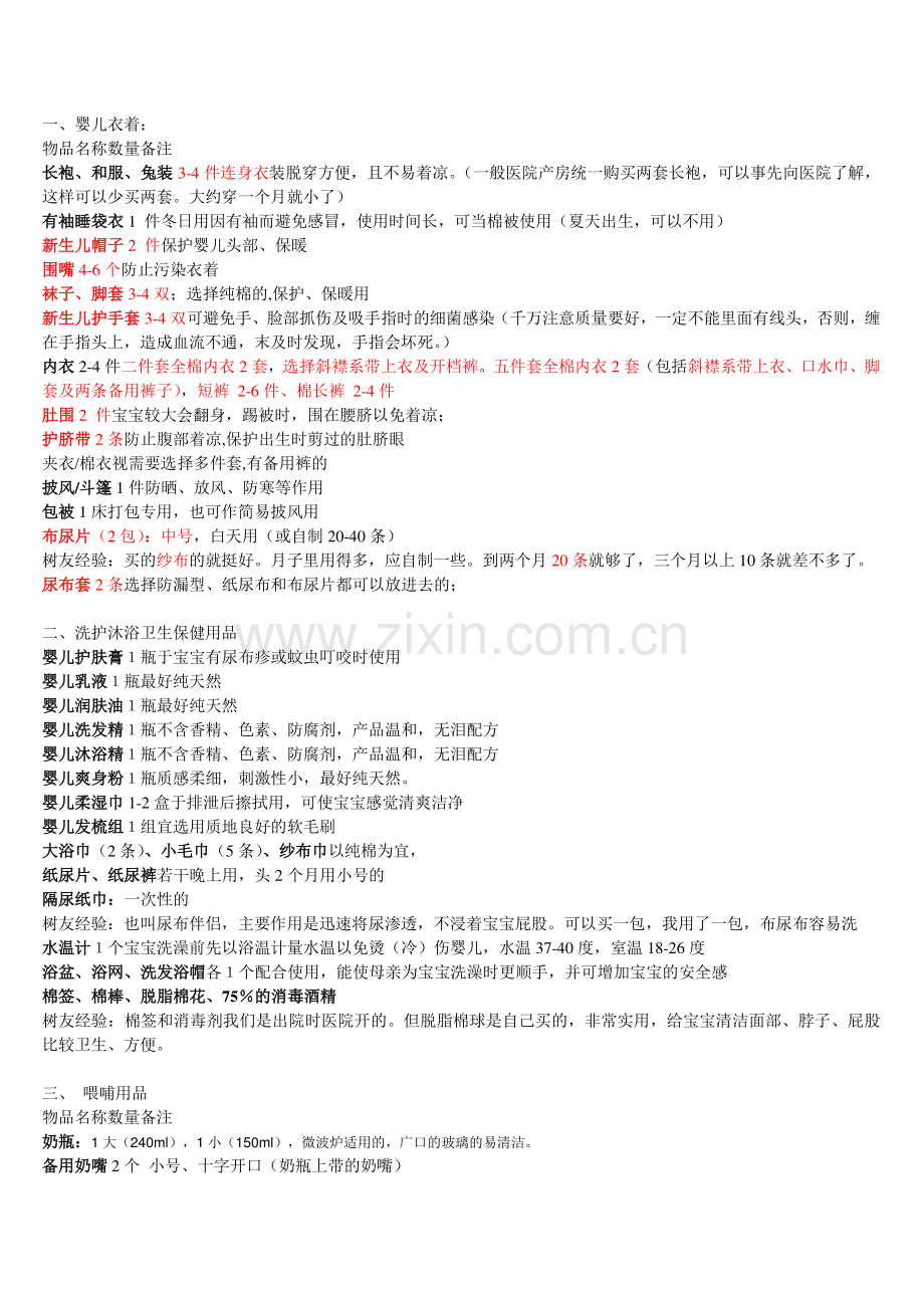 宝宝出生用品和待产包.doc_第1页