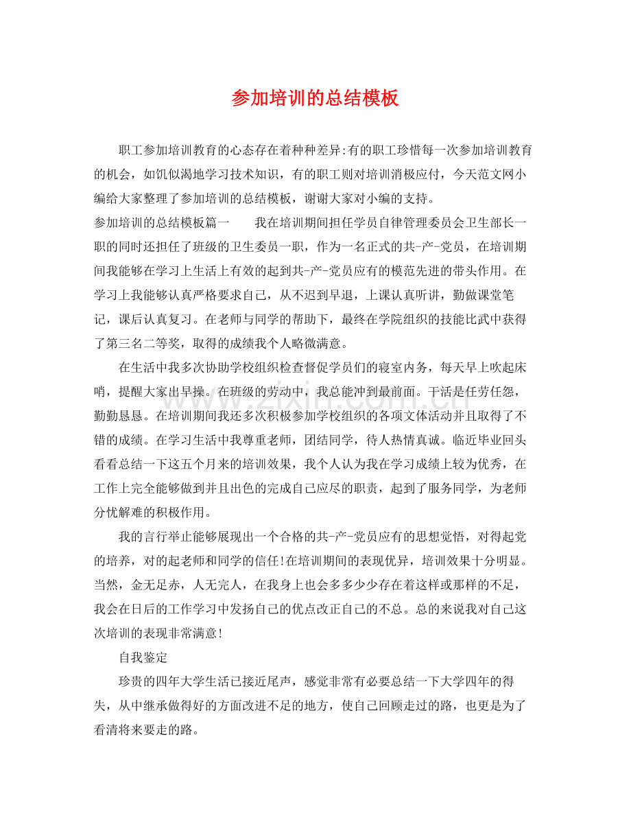 参加培训的总结模板 .docx_第1页