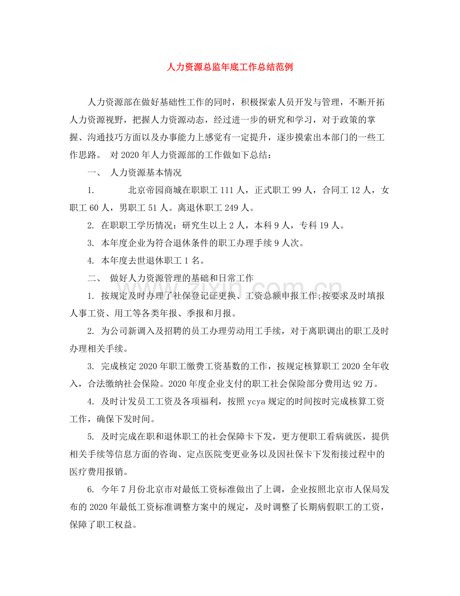 人力资源总监年底工作总结范例.docx_第1页