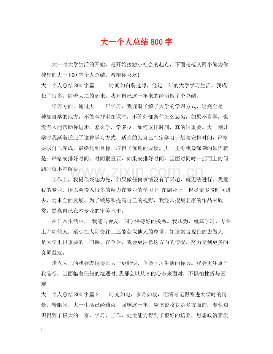 大一个人总结800字.docx_第1页
